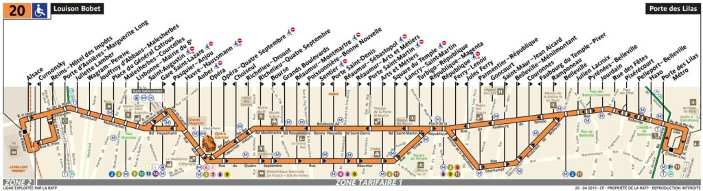 Plan bus 20 Paris